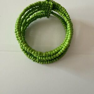 Green Beaded Coil Bracelet - Brand Unknown